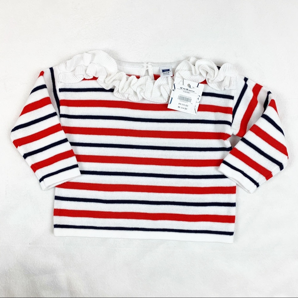 Janie and Jack long sleeve striped ruffle sweater
